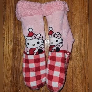 Hello Kitty Pink and Red Fuzzy Thick Holiday Socks